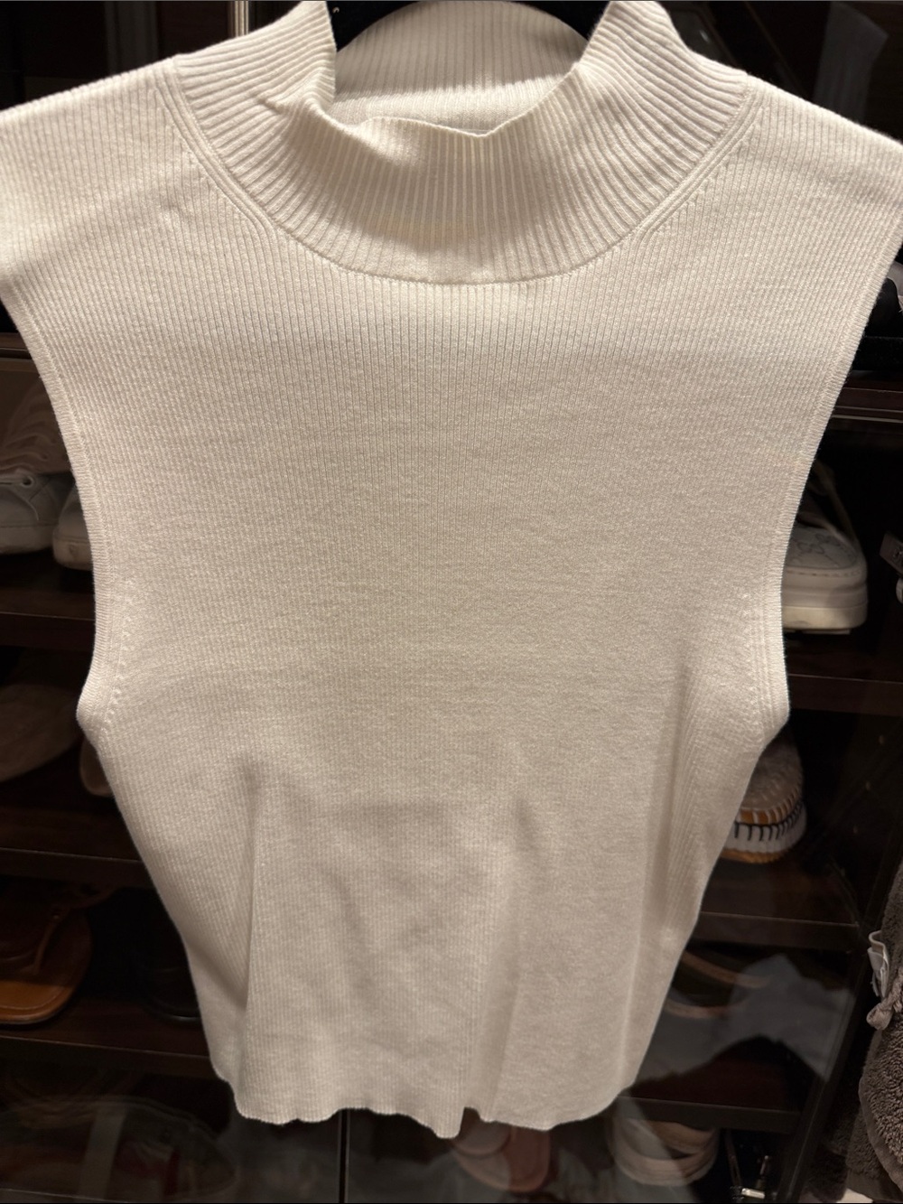 Madewell Cream Sleeveless Mock Neck Knit Tank